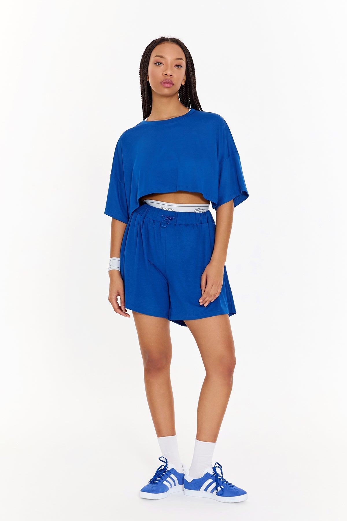 SBNM-Pull On Yoga Shorts In Blue-Şort-2-roqelvaxirum.shop