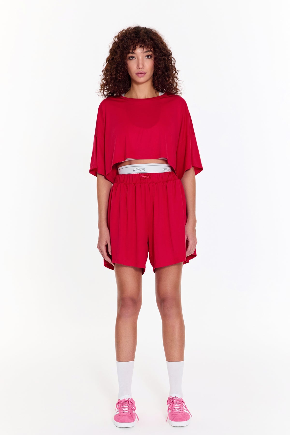 SBNM-Pull On Yoga Shorts In Pink-Şort-1-roqelvaxirum.shop