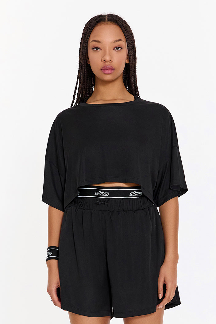 SBNM-Pull On Yoga Tee In Black-T-Shirts-1-roqelvaxirum.shop