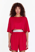 SBNM-Pull On Yoga Tee In Pink-T-Shirts-1-roqelvaxirum.shop