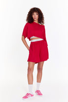 SBNM-Pull On Yoga Tee In Pink-T-Shirts-5-roqelvaxirum.shop
