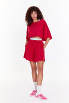 SBNM-Pull On Yoga Tee In Pink-T-Shirts-6-roqelvaxirum.shop