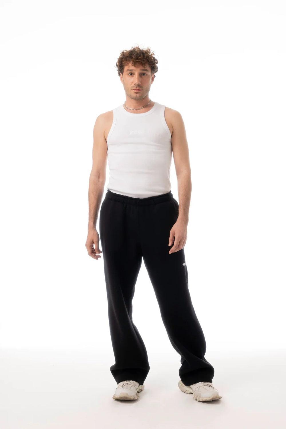 Sacré-Solid Black Sweat Pants-Eşofman-1-roqelvaxirum.shop