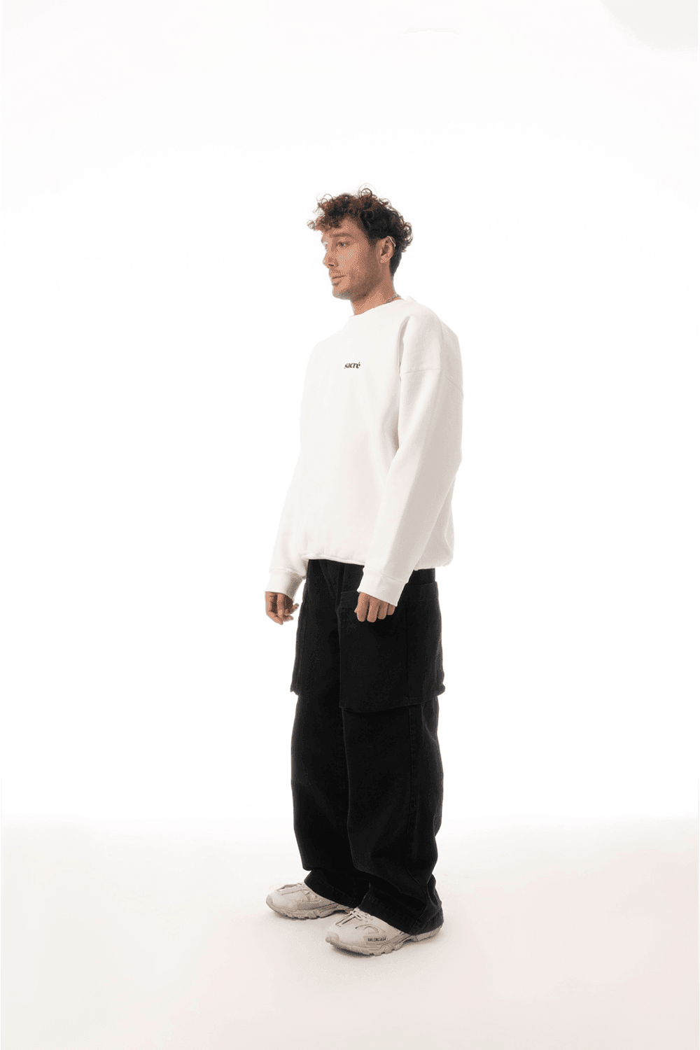 Sacré-Solid White Sweatshirt-Sweatshirts & Hoodies-4-roqelvaxirum.shop