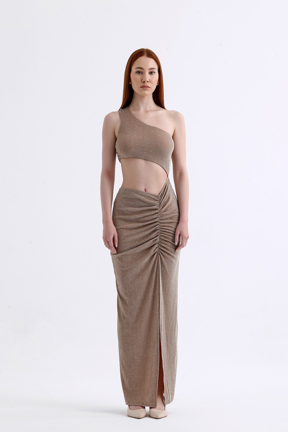 Sellie-Gloria Bej Simli Maxi Elbise-Elbise-1-roqelvaxirum.shop