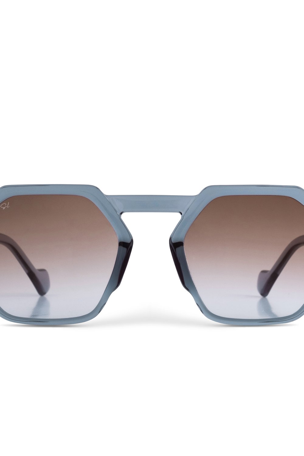 Senlites-Devika Blu Unisex Şeffaf Mavi Degrade Uv400 Altıgen Güneş Gözlüğü-Güneş Gözlüğü-1-roqelvaxirum.shop