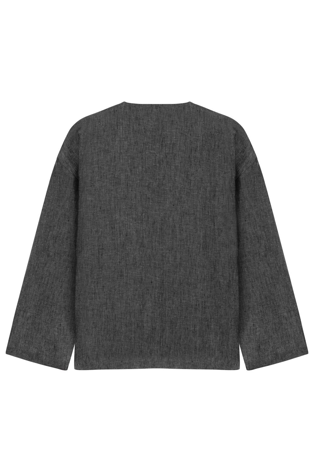 Sertaç Taşdelen-Gri %100 Keten V Yaka Oversized Erkek T-shirt Model T 18-T-Shirts-4-roqelvaxirum.shop