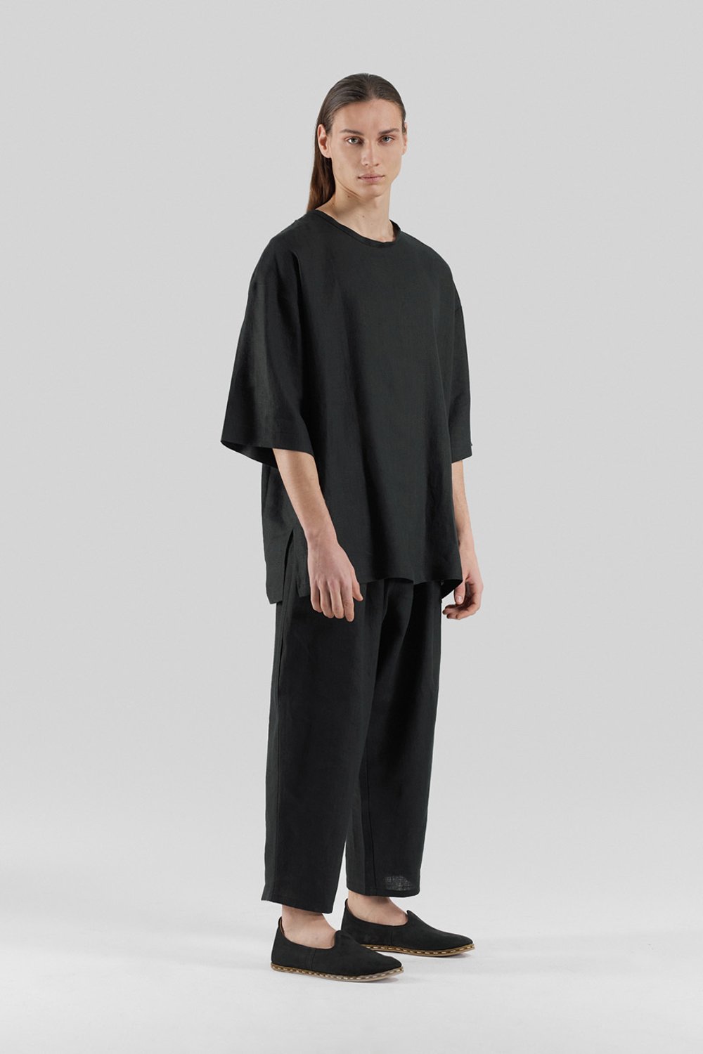 Sertaç Taşdelen-Siyah %100 Pamuk Yuvarlak Yaka Oversized Erkek T-shirt Model T 04-T-Shirts-2-roqelvaxirum.shop