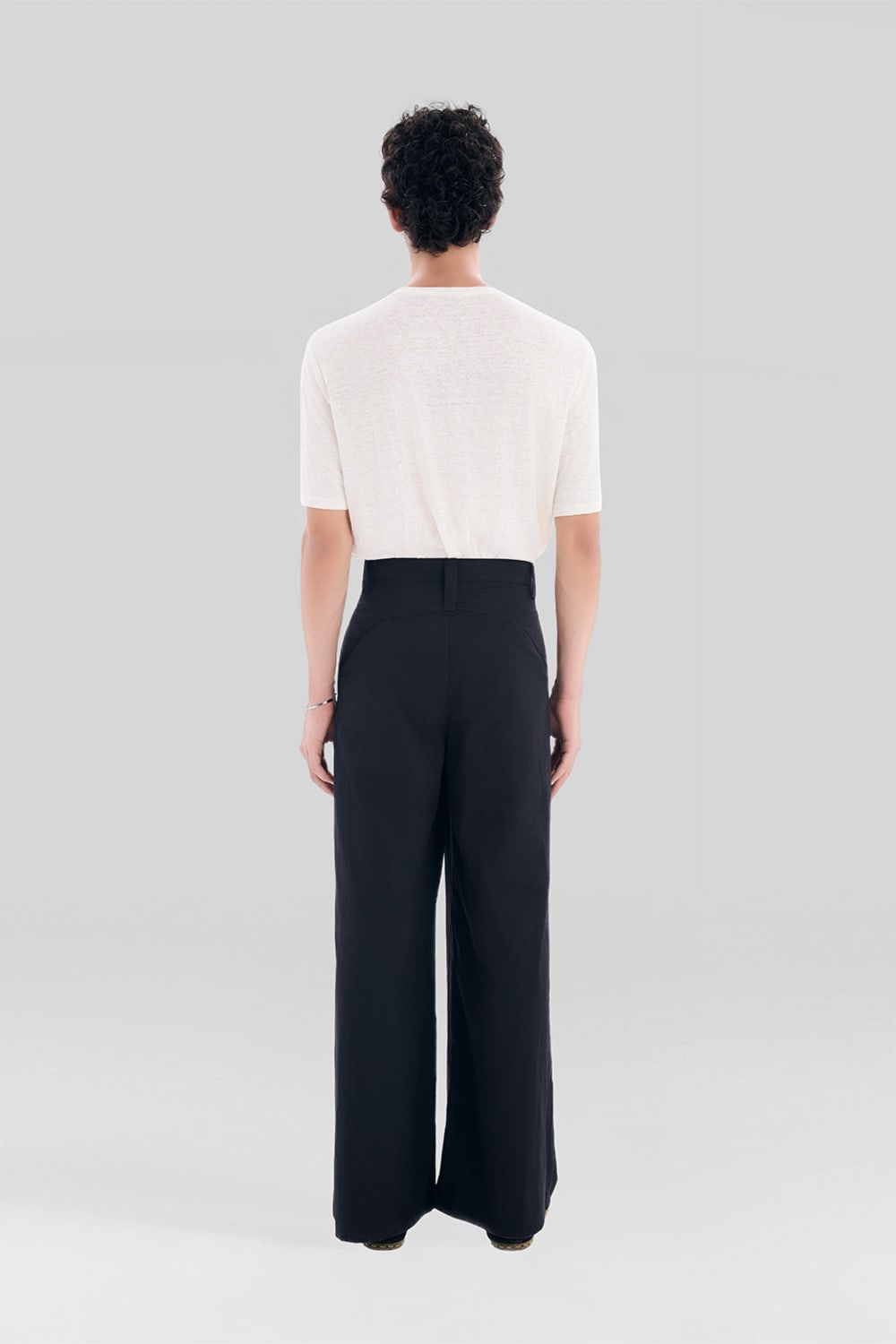 Sertaç Taşdelen-Siyah %40 Pes %60 Naylon Tek Pileli Geniş Paça Erkek Pantolon Model P 09-Pantolon-4-roqelvaxirum.shop