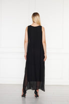 Silk Parade-Saf İpek Şifon Siyah Elbise-Elbise-3-roqelvaxirum.shop