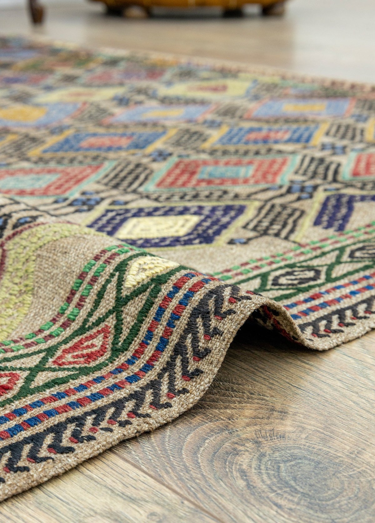 Soho Antiq-Akasya Geometrik Tasarımlı Yün Cicim Kilim 135x186 Cm-Halı-5-roqelvaxirum.shop