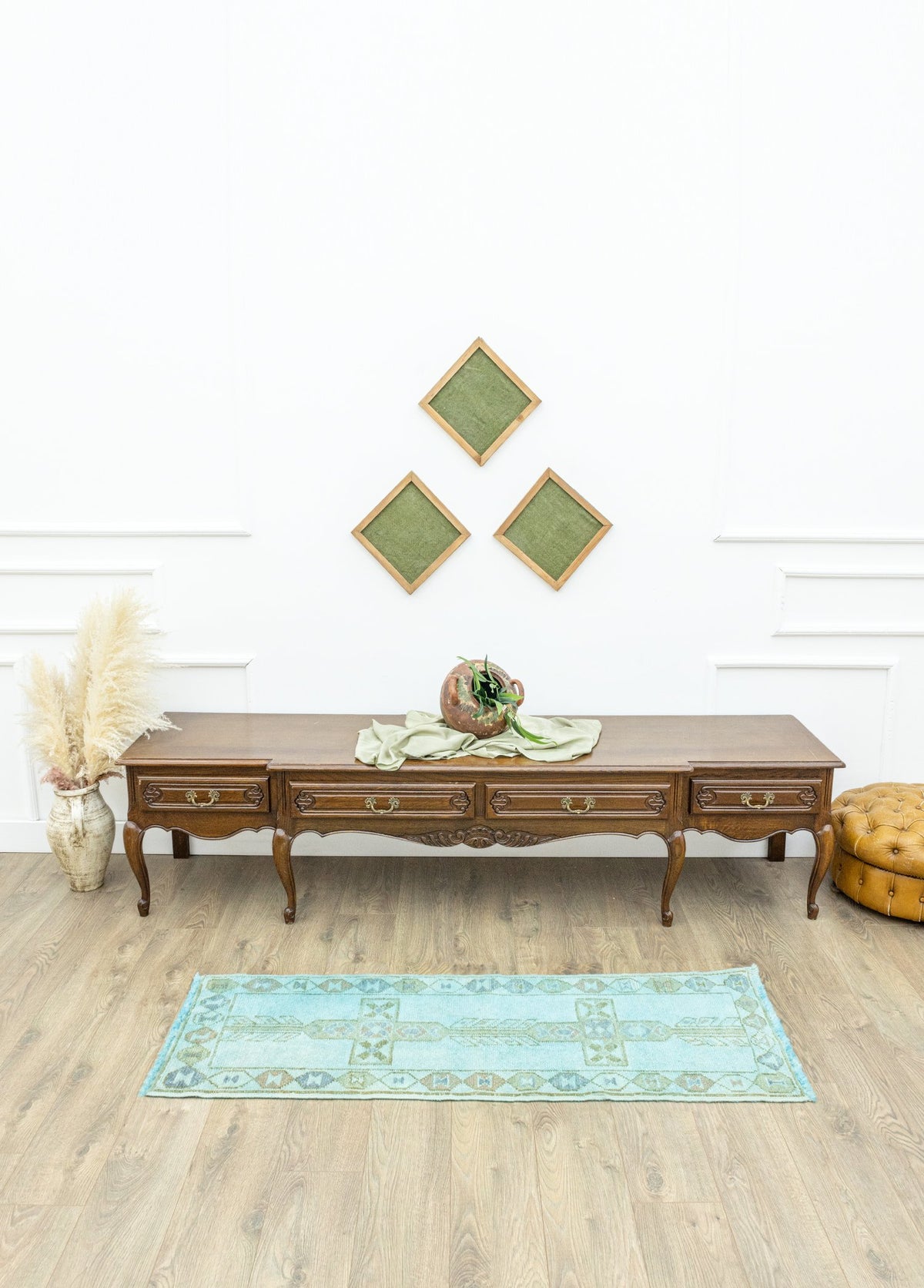 Soho Antiq-Atela El Dokuma Mavi Yün Yolluk 57x158 Cm-Halı-2-roqelvaxirum.shop
