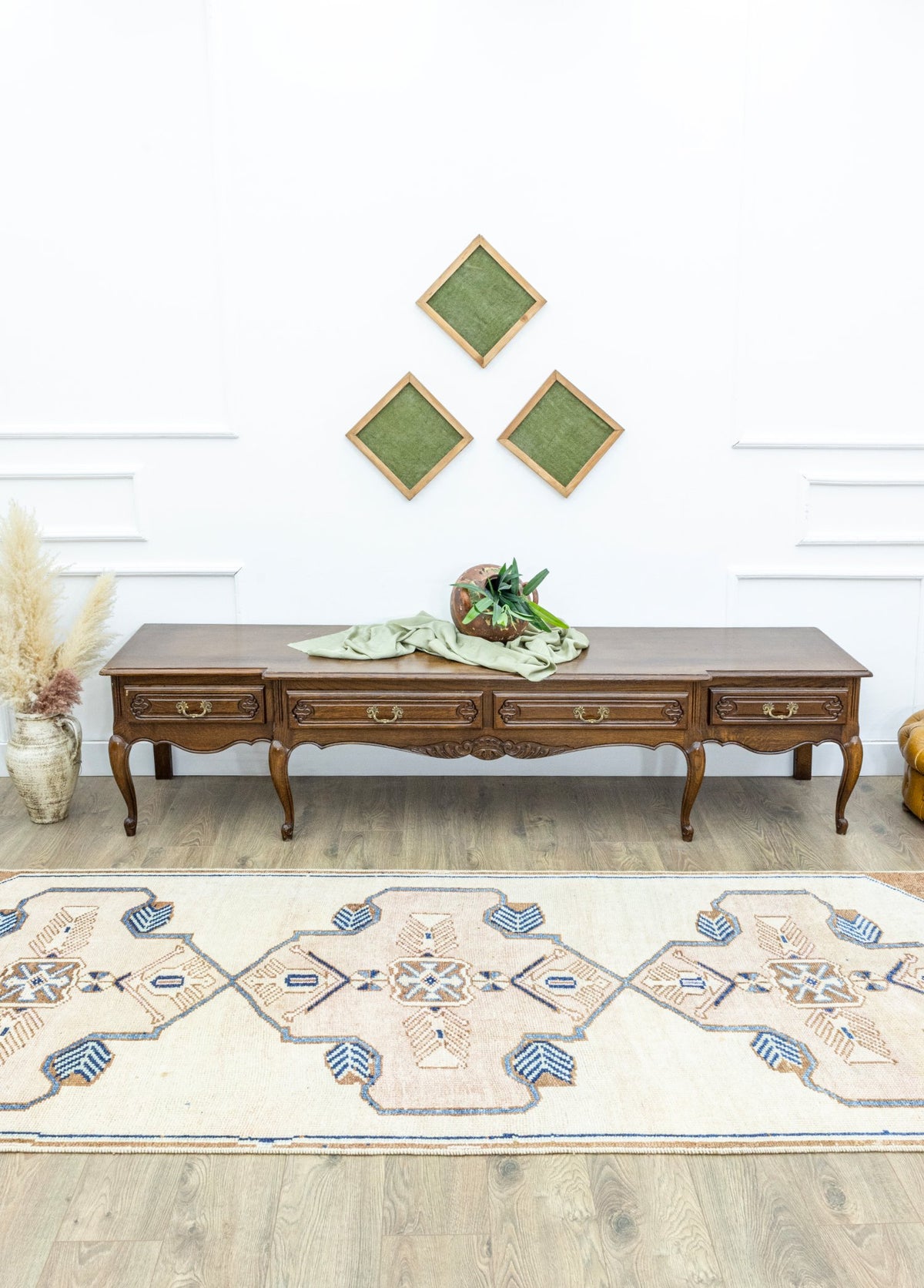 Soho Antiq-Damra Rustik Desenli El Dokuma Yün Halı 120x361 Cm-Halı-2-roqelvaxirum.shop