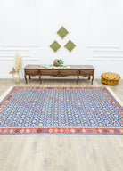 Soho Antiq-Koltan Geometrik Desenli Mavi Yün Kilim 202 X 293 Cm-Kilim-2-roqelvaxirum.shop