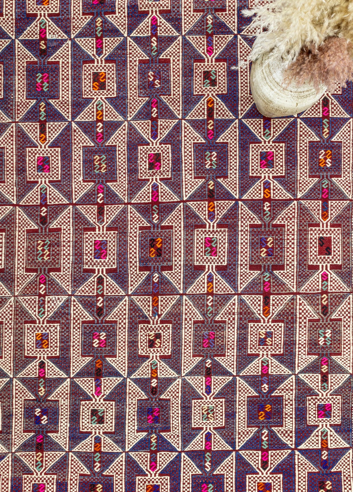Soho Antiq-Meruert Geometrik Tasarımlı Yün Cicim Kilim 179x284 Cm-Halı-3-roqelvaxirum.shop