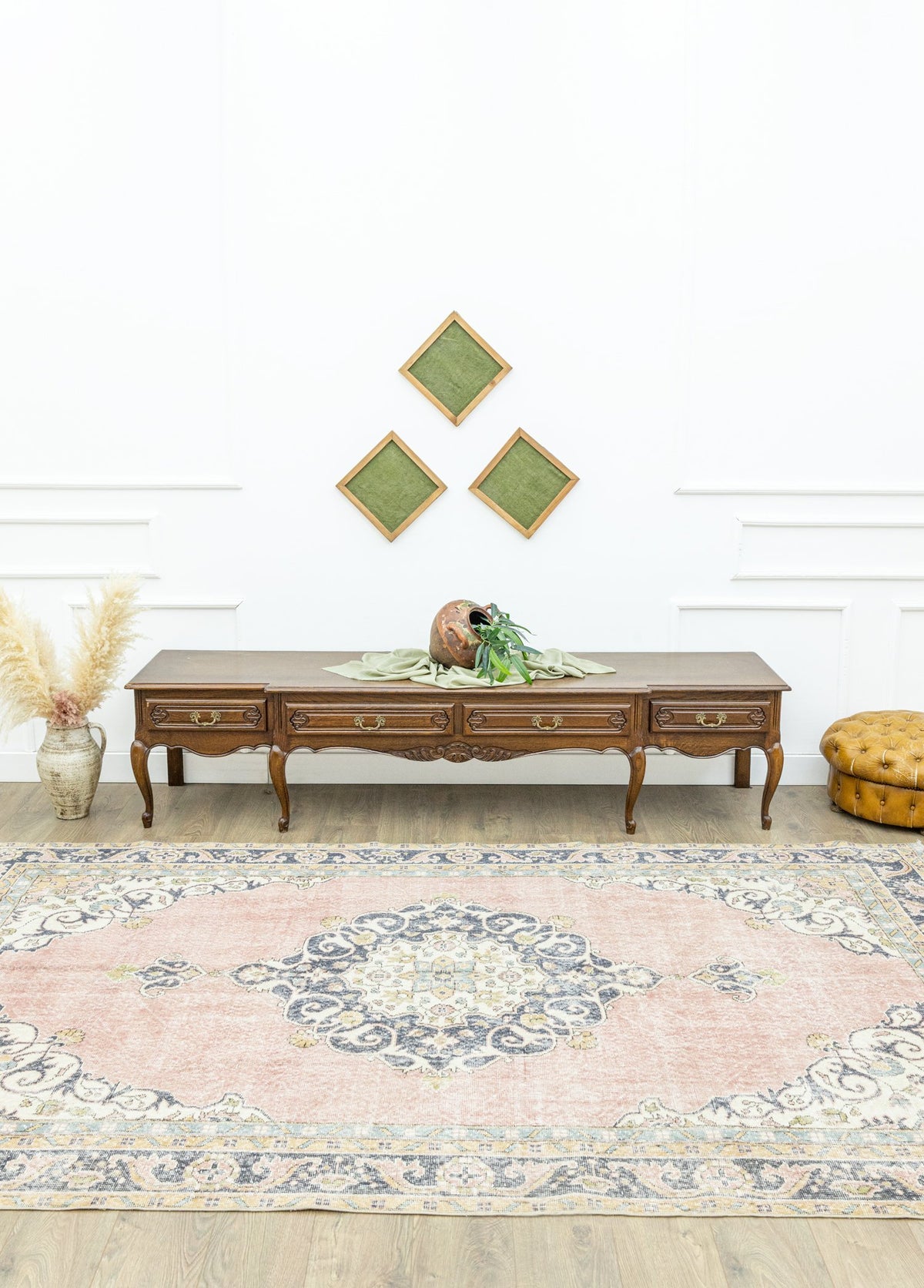 Soho Antiq-Selik Madalyon Desenli Pembe Halı 195x325 Cm-Halı-2-roqelvaxirum.shop
