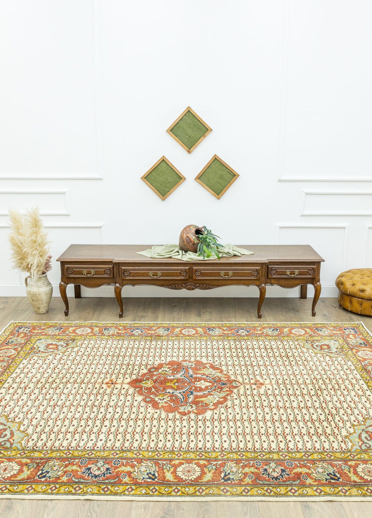Soho Antiq-Tolan Madalyon Desenli Yün Halı 207x300 Cm-Halı-2-roqelvaxirum.shop