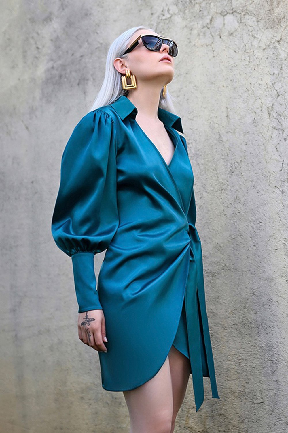Studio Norn-Britta Saten Anvelop Elbise-Elbise-1-roqelvaxirum.shop