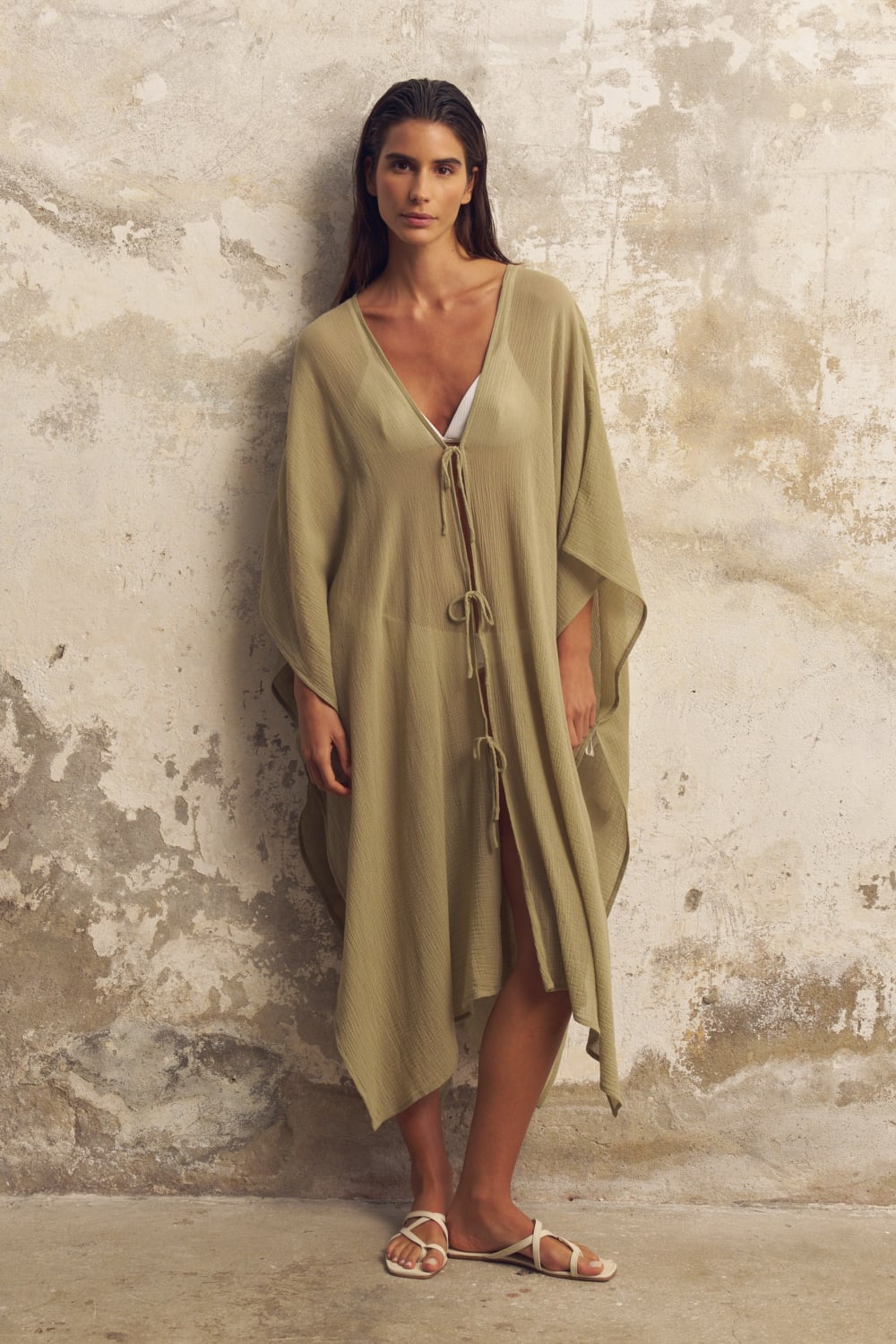The Handloom-Bodrum Ties Kaftan Khaki Green-Kaftan-1-roqelvaxirum.shop