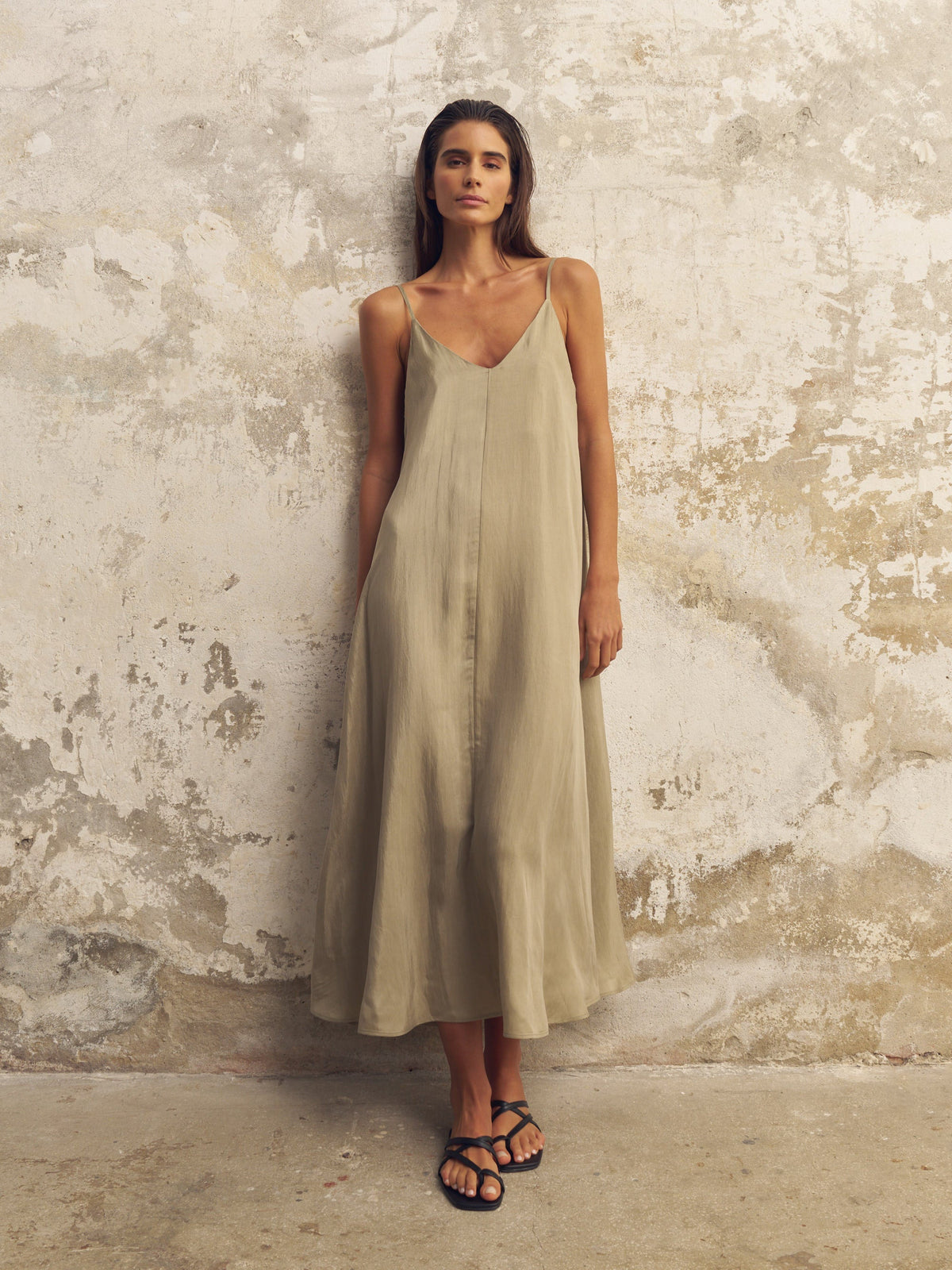 Lucid Flow Maxi Dress - Khaki Green