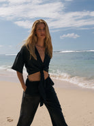 The Handloom-Lucid Flow Tie Pants Black-Pantolon-2-roqelvaxirum.shop