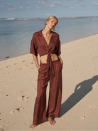 The Handloom-Lucid Flow Tie Pants Burgundy-Pantolon-1-roqelvaxirum.shop
