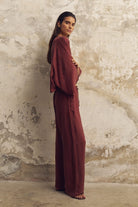The Handloom-Lucid Flow Tie Pants Burgundy-Pantolon-3-roqelvaxirum.shop
