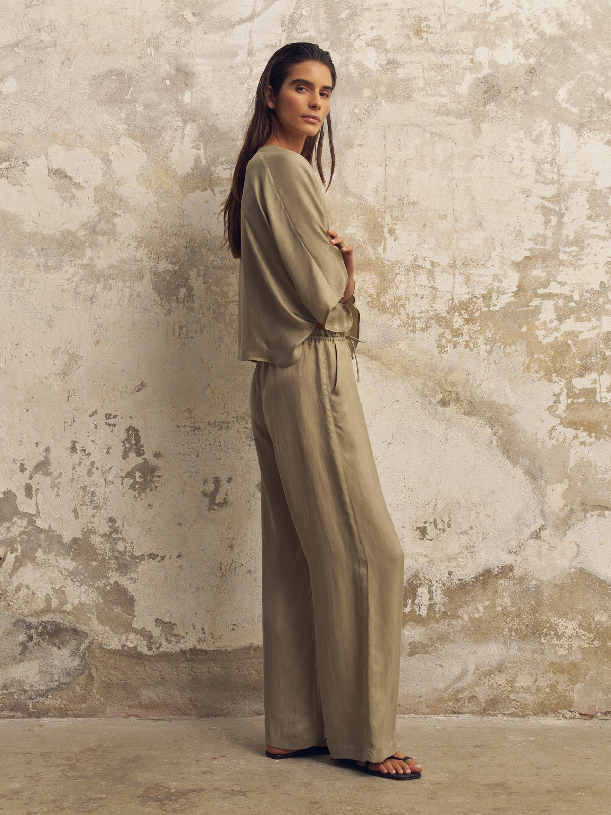 Lucid Flow Tie Pants - Khaki Green