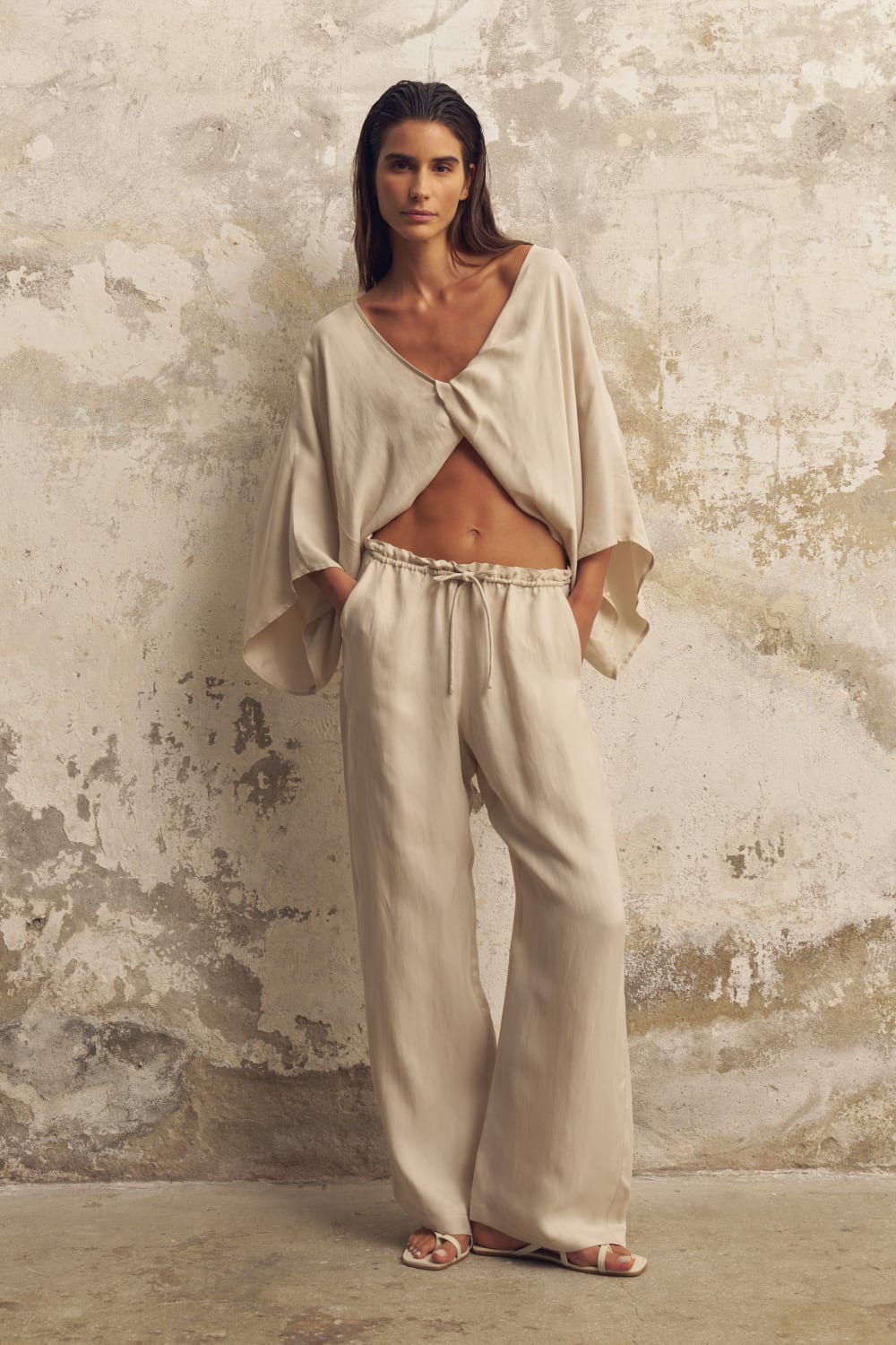The Handloom-Lucid Flow Tie Pants Sand-Pantolon-1-roqelvaxirum.shop