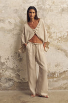 The Handloom-Lucid Flow Tie Pants Sand-Pantolon-1-roqelvaxirum.shop
