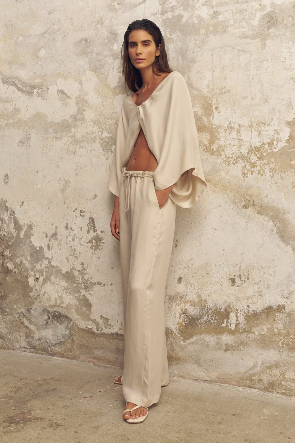 The Handloom-Lucid Flow Tie Pants Sand-Pantolon-2-roqelvaxirum.shop