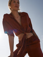 The Handloom-Lucid Tie Shirt Burgundy-Top-4-roqelvaxirum.shop