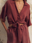 The Handloom-Lucid Tie Shirt Burgundy-Top-6-roqelvaxirum.shop