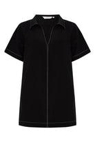 The Handloom-Mae Popover Mini Dress Black-Elbise-7-roqelvaxirum.shop