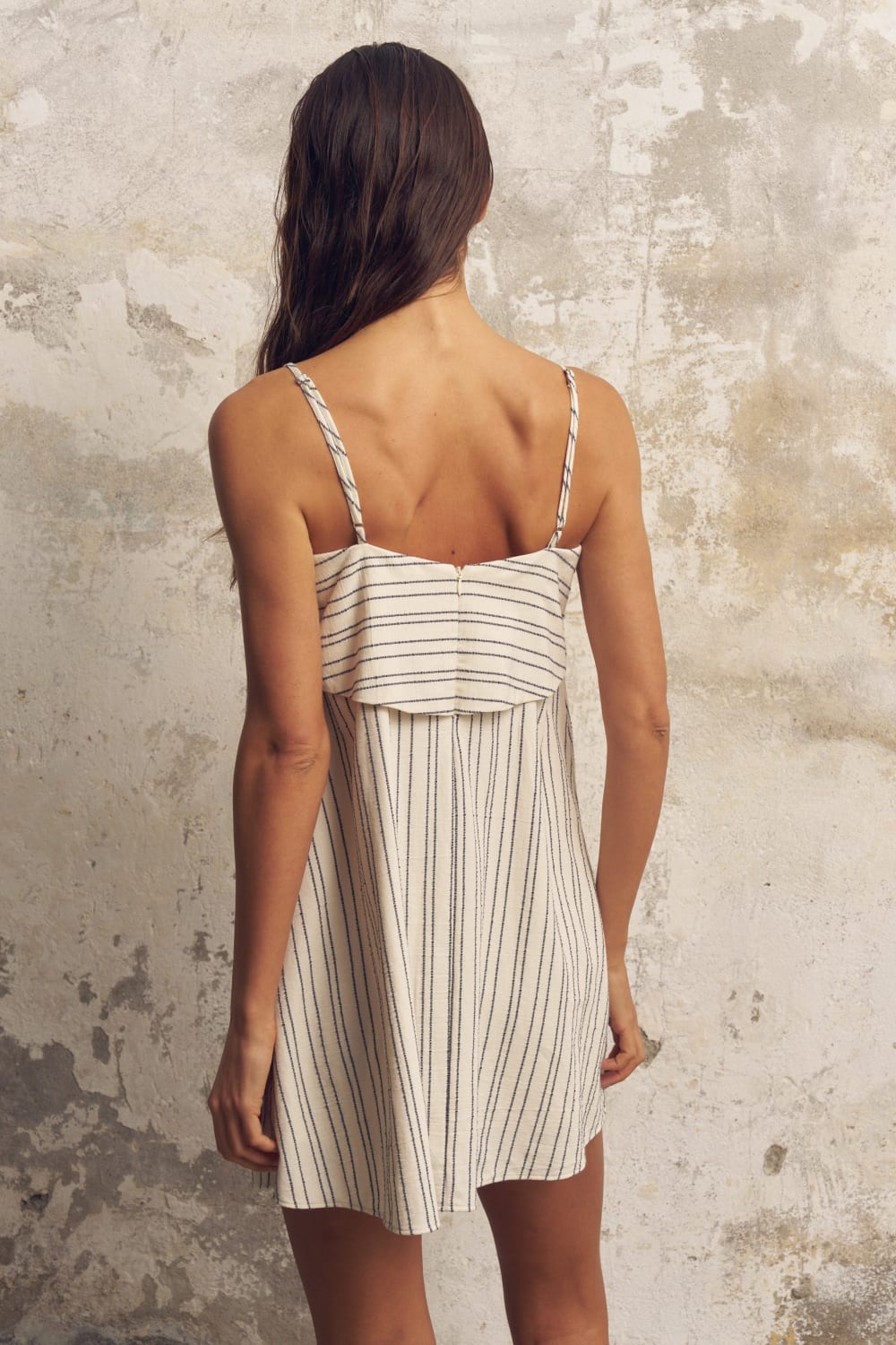 The Handloom-Puglia Stripes Mini Dress Navy-Elbise-4-roqelvaxirum.shop