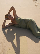 The Handloom-Sofia Ties Maxi Dress Khaki Green-Elbise-4-roqelvaxirum.shop
