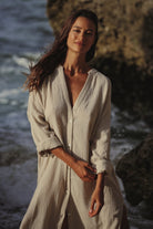 The Handloom-Terra Shirt Dress Oatmeal-Elbise-1-roqelvaxirum.shop