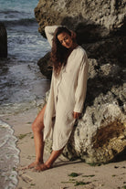 The Handloom-Terra Shirt Dress Oatmeal-Elbise-2-roqelvaxirum.shop