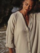 The Handloom-Terra Shirt Dress Oatmeal-Elbise-9-roqelvaxirum.shop