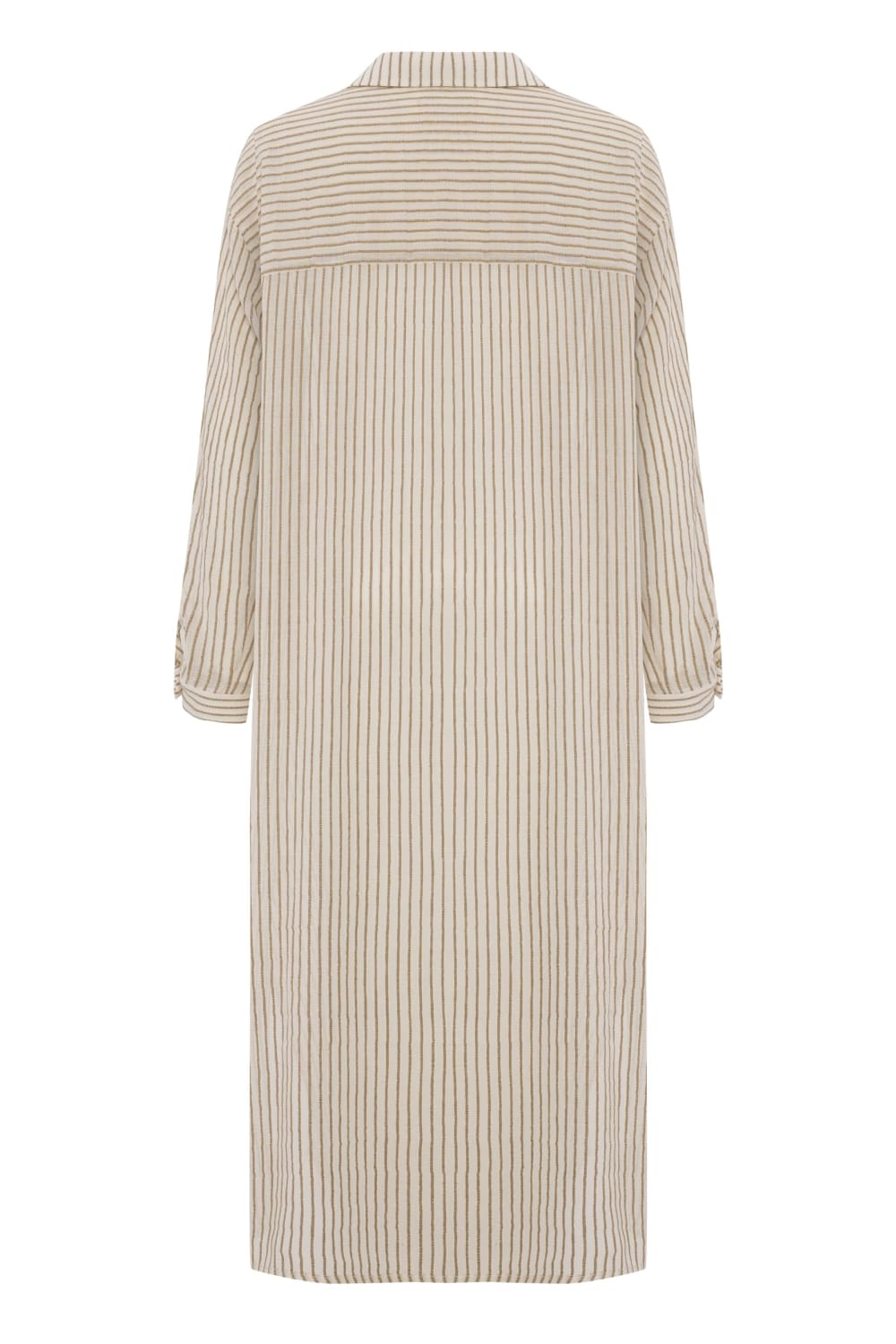 The Handloom-Voyage Shirt Dress Khaki Green Stripes-Elbise-10-roqelvaxirum.shop