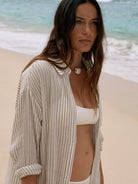 The Handloom-Voyage Shirt Dress Khaki Green Stripes-Elbise-3-roqelvaxirum.shop