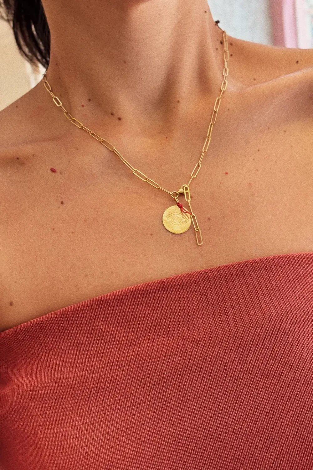 The Pheia-Göz Plaka Link Zincir Kolye | 925 Ayar Gümüş-Kolye-1-roqelvaxirum.shop