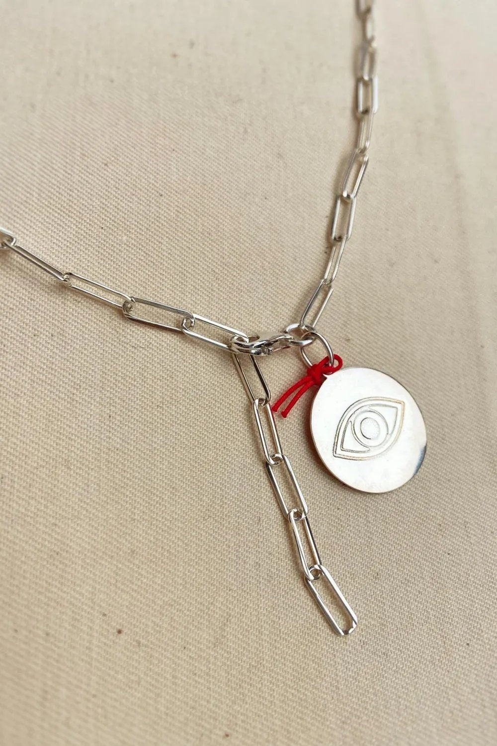 The Pheia-Göz Plaka Link Zincir Kolye | 925 Ayar Gümüş-Kolye-4-roqelvaxirum.shop