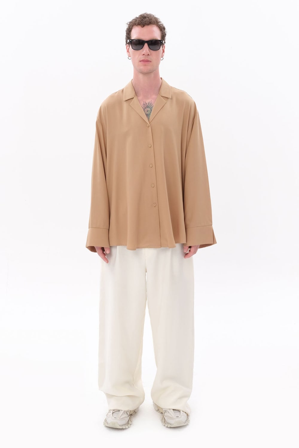 Tiny-Bej Tencel™ Oversize Gömlek-Gömlek-1-roqelvaxirum.shop