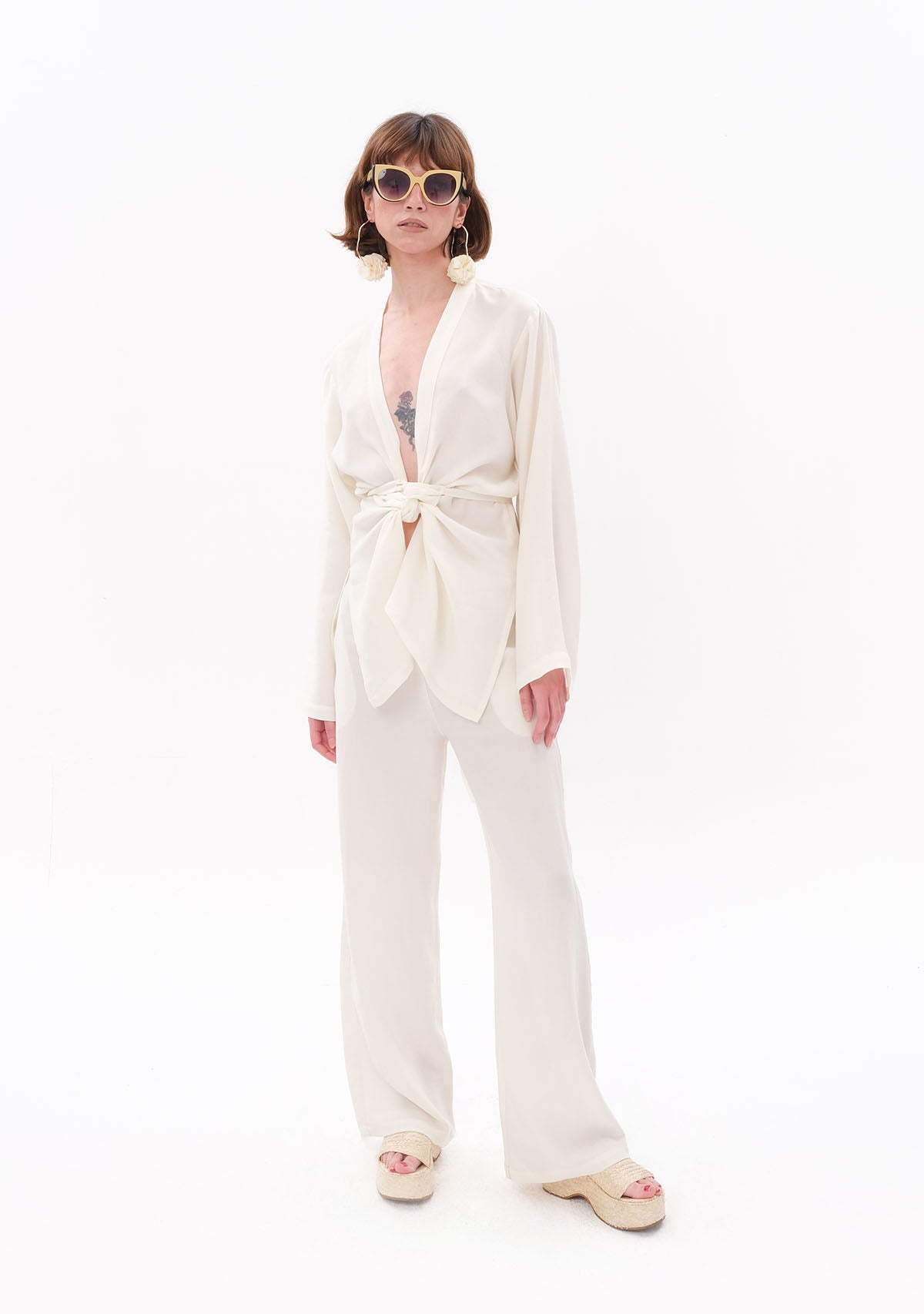 Tiny-Beyaz Tencel™ Bağlamalı Gömlek-Gömlek-3-roqelvaxirum.shop