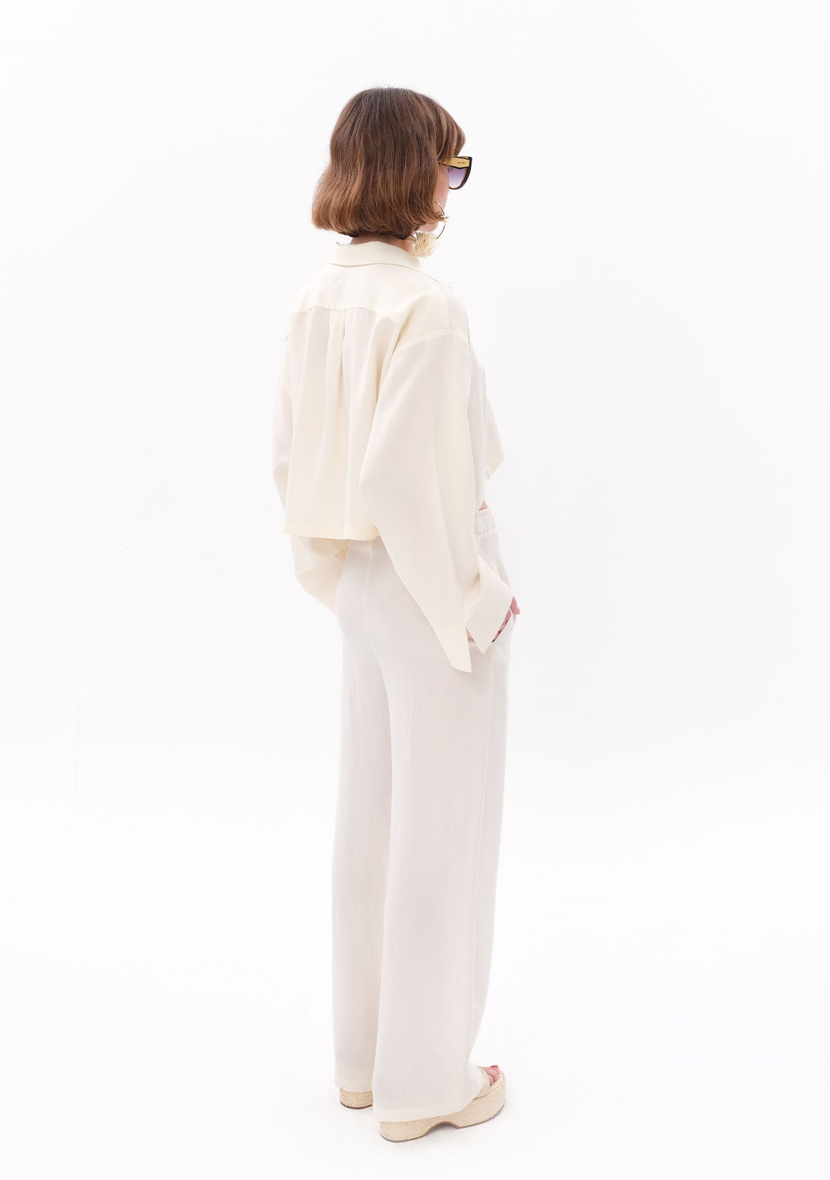 Tiny-Beyaz Tencel™ Beli Lastikli Pantolon-Pantolon-5-roqelvaxirum.shop