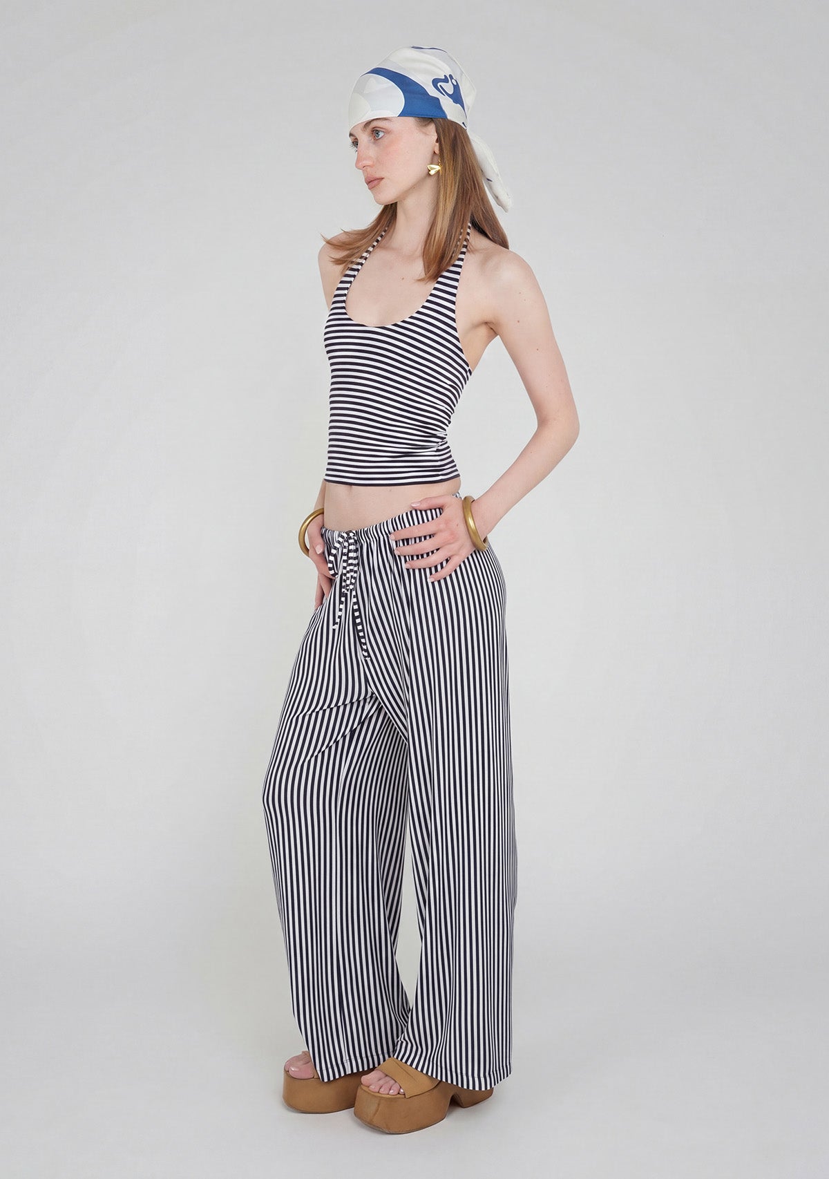 Çizgili Halter Yaka Büstiyer