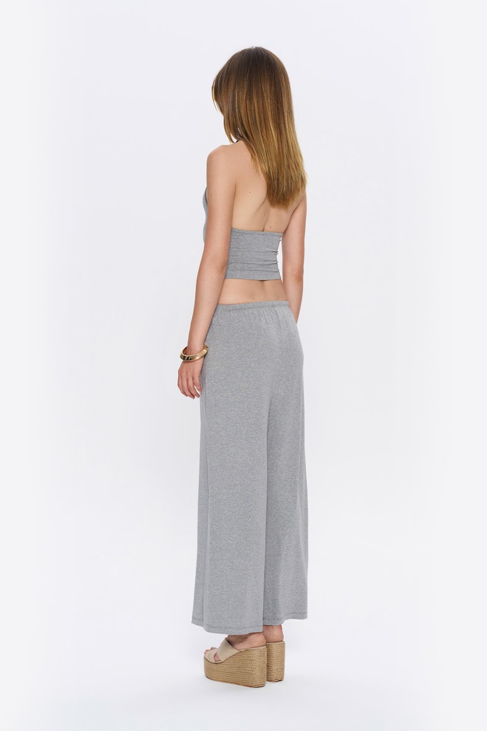 Tiny-Halter Yaka Gri Yumuşak Bluz-Top-10-roqelvaxirum.shop
