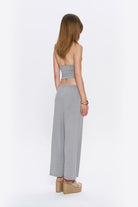 Tiny-Halter Yaka Gri Yumuşak Bluz-Top-3-roqelvaxirum.shop
