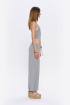 Tiny-Halter Yaka Gri Yumuşak Bluz-Top-4-roqelvaxirum.shop